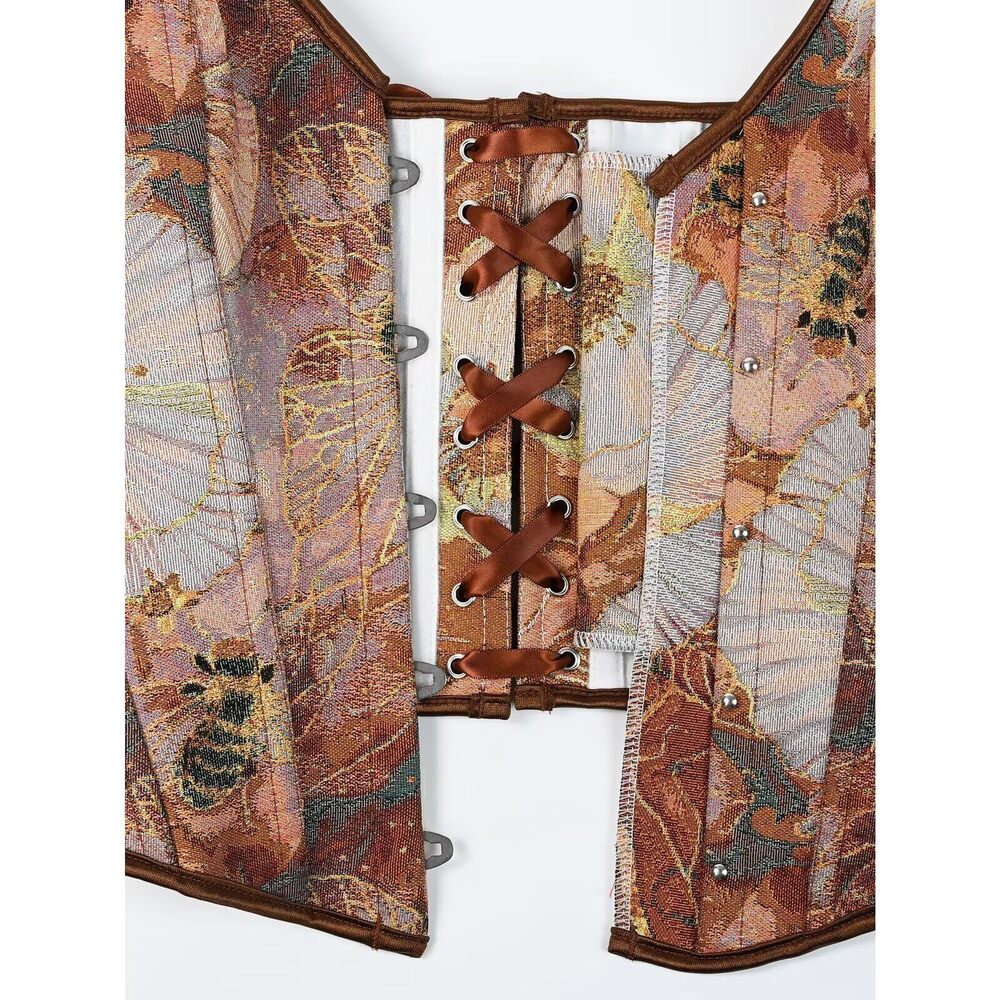 7659 Corset Top Plus Size Vintage Corset Lingerie Floral Boned Bustier Sexy - Picture 4 of 6